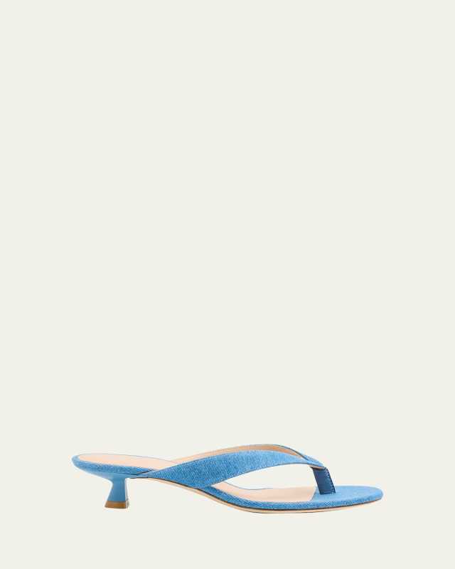 Rio Denim Kitten-Heel Thong Sandals